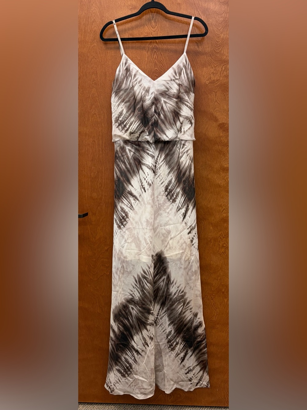 Vince Camuto Strappy Tie Dye Printed Blouson Maxi Dress V-Neck Lined Size 12